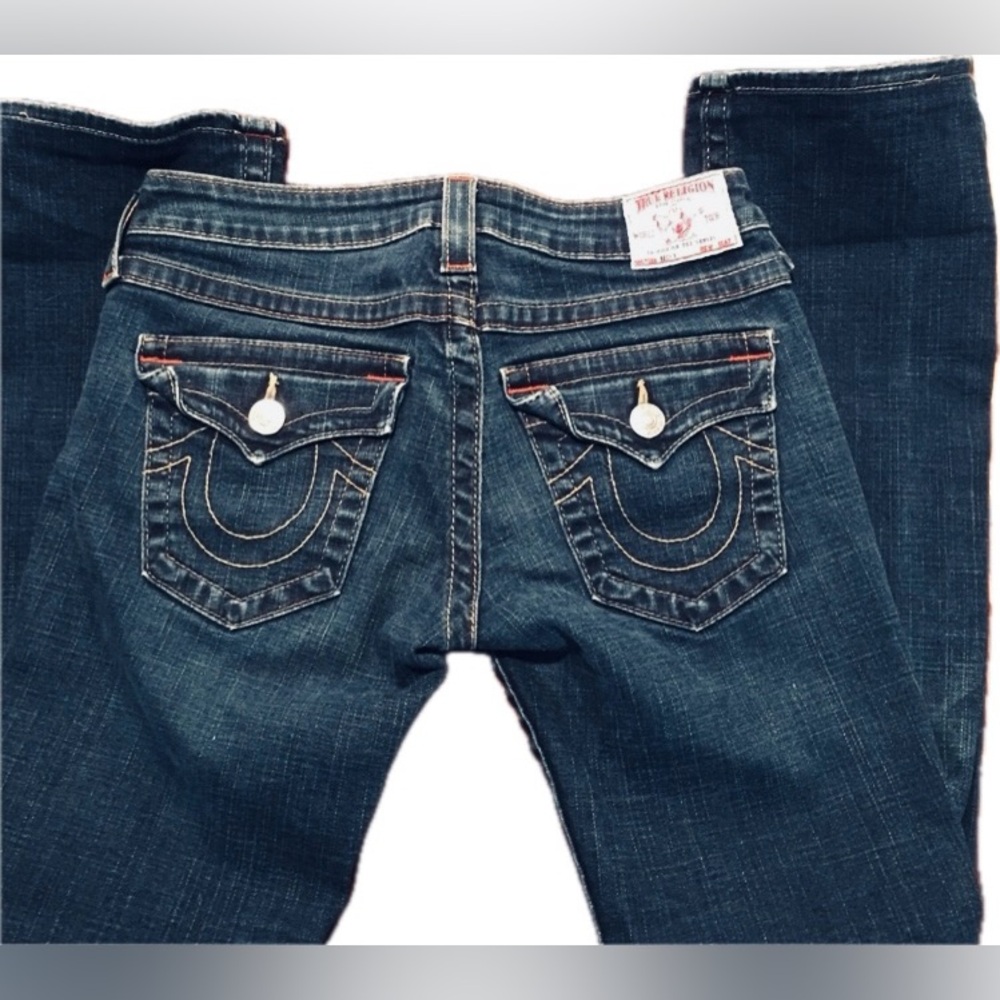 True Religion Becky Boot Cut Dark Wash Blue Jeans size 27